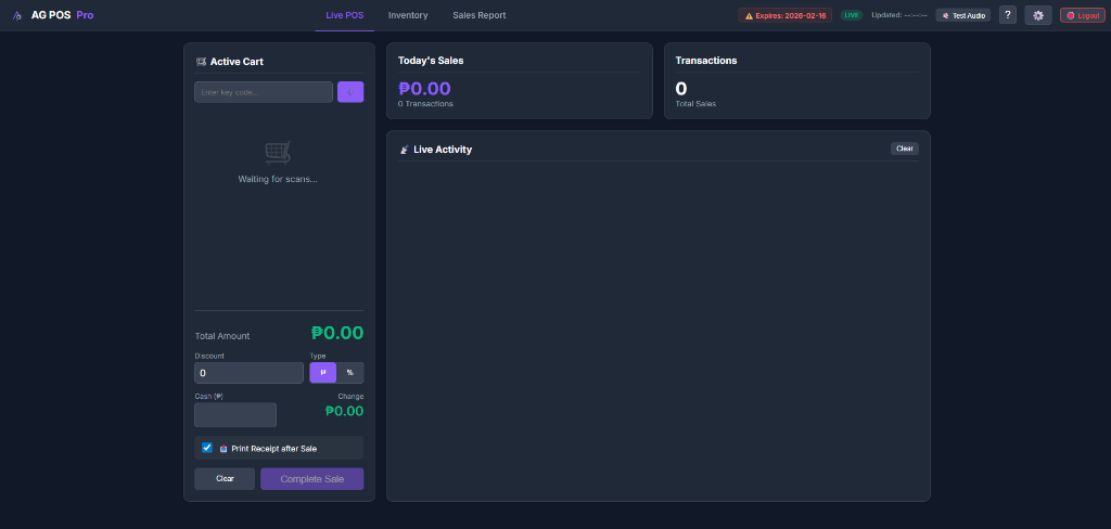 AG POS Pro Dashboard